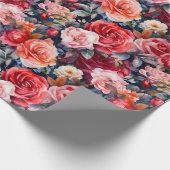 Waterverf Rozen (donker) Cadeaupapier (Hoek)