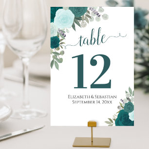 Waterverf Rozen Elegante Blauwgroen Turquoise brui Kaart