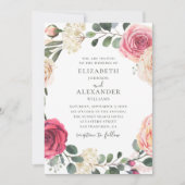 Waterverf rozen. Elegante bloemengroen bruiloft Kaart (Voorkant)