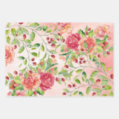Waterverf Rozen en bessen met Foliage Assorted Inpakpapier Vel (Voorkant)