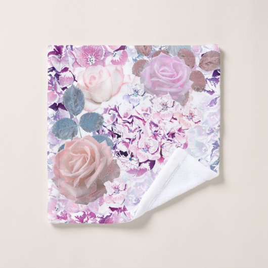 Waterverf rozen en brandkranen. bad handdoek (Wasdoekje)