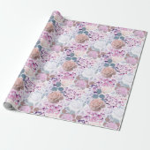 Waterverf rozen en brandkranen. cadeaupapier (Uitgerold)