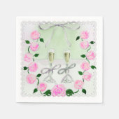 Waterverf Rozen en Champagne Servetten (Voorkant)