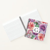 Waterverf rozen en lijst met monogram floraal notitieboek (Binnen)