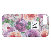 Waterverf rozen en monogram floraal Case-Mate iPhone case (Achterkant (Horizontaal))