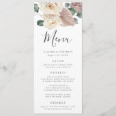 Waterverf Rozen en Orchideeën Bruiloft Menu Kaart (Voorkant)