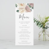 Waterverf Rozen en Orchideeën Bruiloft Menu Kaart (Staand voorkant)