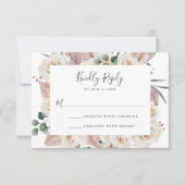 Waterverf Rozen en Orchideeën Bruiloft RSVP Kaartje (Voorkant)