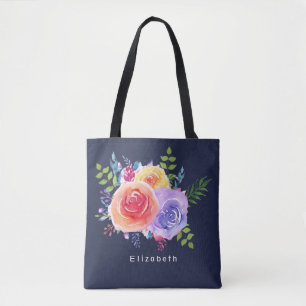 Waterverf Rozen Floral Bouquet Draagtas