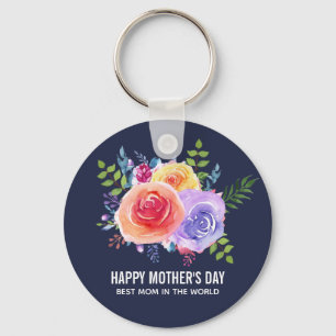 Waterverf Rozen Floral Bouquet Moederdag Sleutelhanger