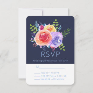 Waterverf Rozen Floral Bouquet Party RSVP Kaartje