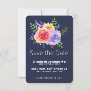 Waterverf Rozen Floral Bouquet Save the Date