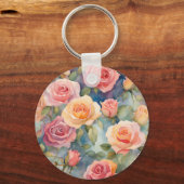  Waterverf Rozen Floral Design Sleutelhanger (Achterkant)