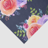 Waterverf Rozen Floral Pattern op Navy Blue Tissuepapier (Detail)