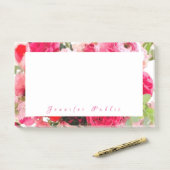 Waterverf Rozen Flowers Elegant Hand Script Name Post-it® Notes (Op bureau)