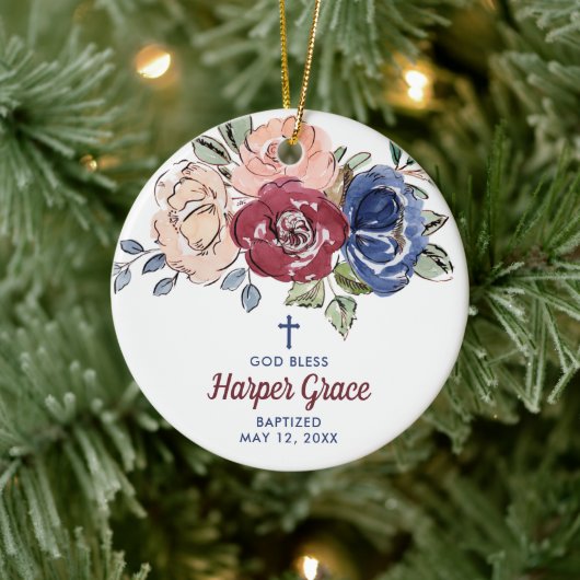 Waterverf Rozen Gepersonaliseerd meisje Keramisch Ornament (Boom)