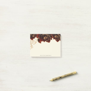 Waterverf Rozen Goud Bourgondië Monogram Post-it® Notes