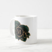 waterverf rozen goud en groen monogram koffiemok (Voorkant links)