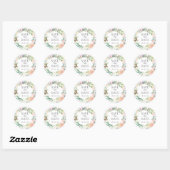 Waterverf Rozen Guirlande Trouwkaart Ronde Sticker (Vel)