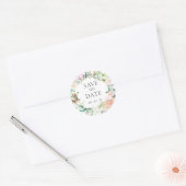 Waterverf Rozen Guirlande Trouwkaart Ronde Sticker (Envelop)