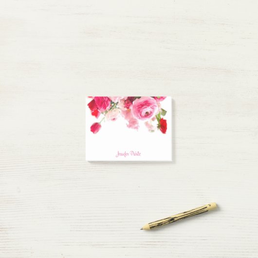 Waterverf Rozen Handgeschreven Script Name Floral Post-it® Notes (Op bureau)