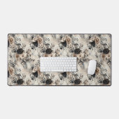  Waterverf Rozen in Beige, Black Desk Mat (Keyboard & Muis)