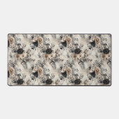  Waterverf Rozen in Beige, Black Desk Mat (Voorkant)