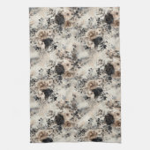 Waterverf Rozen in Beige, Zwart, Cream Theedoek (Verticaal)