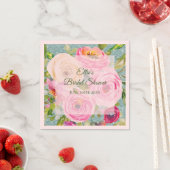 Waterverf Rozen in Roze en Cream Aqua Glitter Servet (Insitu)