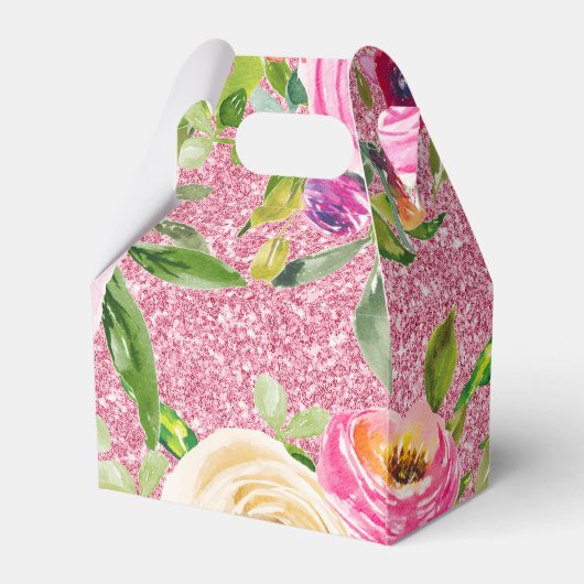 Waterverf Rozen in roze en roomroze glitter Bedankdoosjes (Achterkant)