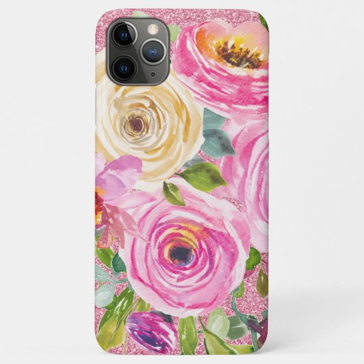 Waterverf Rozen in roze en roomroze glitter Case-Mate iPhone Case (Achterkant)