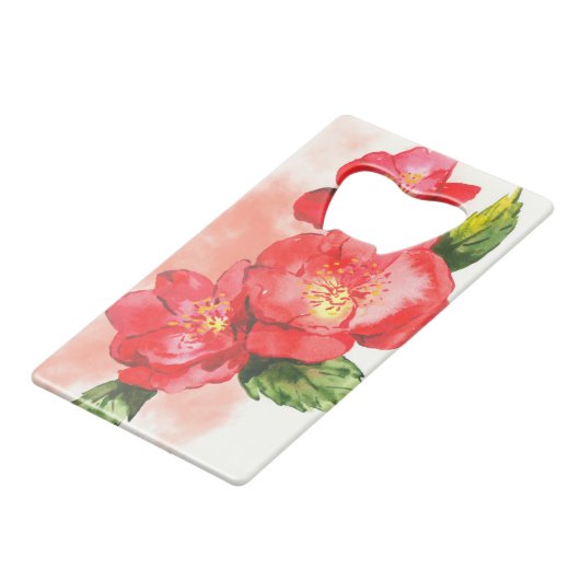 Waterverf Rozen Kredietkaart Flessenopener (Achterkant Gekanteld)