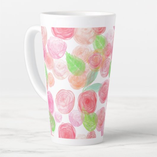 Waterverf Rozen Latte Mok (Linkerhoek)