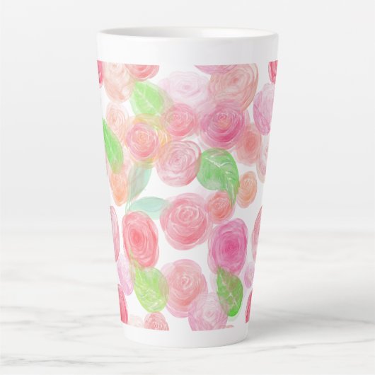 Waterverf Rozen Latte Mok (Voorkant)