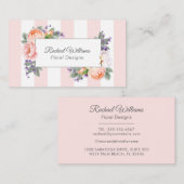 Waterverf Rozen, lavendel en roze strepen Visitekaartje (Voorkant / Achterkant)