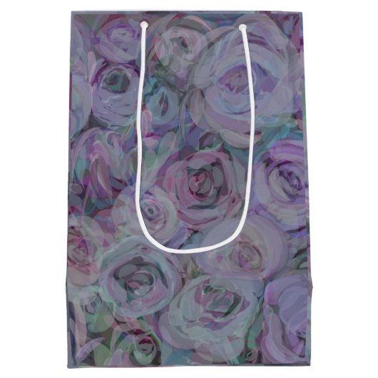 Waterverf Rozen lavender Medium Cadeauzakje (Achterkant)