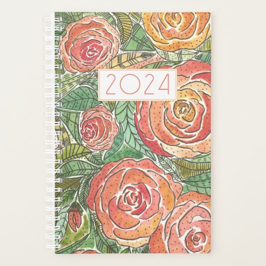 Waterverf Rozen Maandplanner Planner (Voorkant)