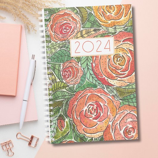 Waterverf Rozen Maandplanner Planner