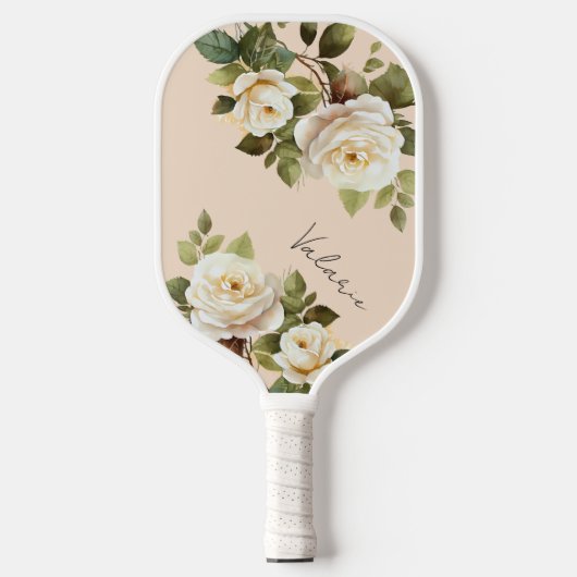 Waterverf Rozen Monogram Pickleball Paddle (Voorkant)