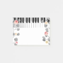 waterverf rozen op grijs gebladerte piano post-it® notes