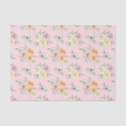 Waterverf Rozen op roze Tissuepapier (Voorkant)