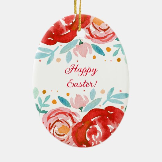Waterverf rozen Pasen keramisch Ornament (Achterkant)