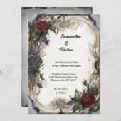 Waterverf Rozen Perkament Gothic Bruiloft Kaart (Voorkant / Achterkant)