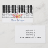 waterverf rozen pianist visitekaartje (Voorkant / Achterkant)