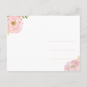 Waterverf Rozen Roze Foto Geboorteaankondigingen Aankondigingskaart (Achterkant)
