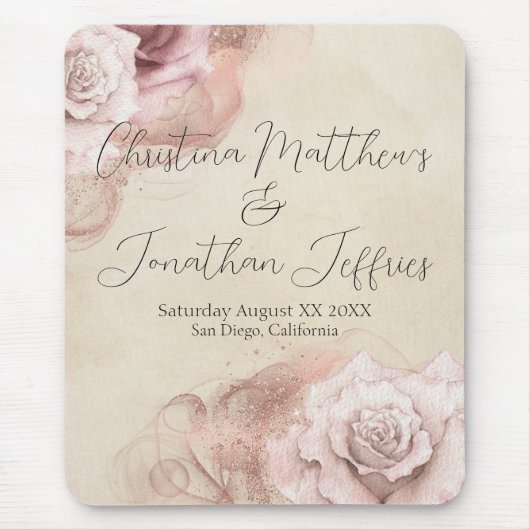 Waterverf Rozen Rustic Glam Wedding Parchment Muismat (Voorkant)