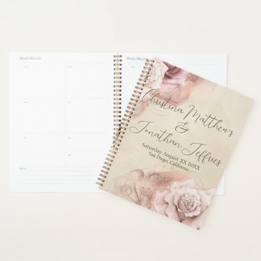 Waterverf Rozen Rustic Glam Wedding Parchment Planner (Display)