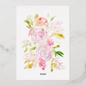 Waterverf Rozen Spring Flower Invitation Diamond Folie Uitnodiging (Achterkant)