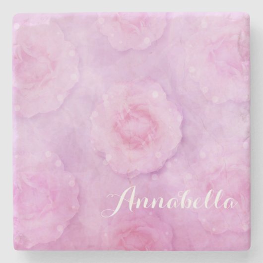 Waterverf rozen stenen onderzetter (Voorkant)