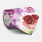Waterverf Rozen Stropdas (Opgerold)